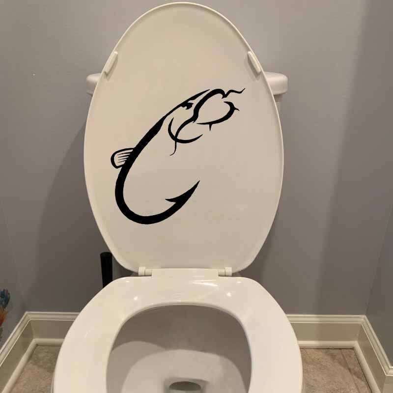 23.8X21.2CM Catfish Hook Fishing Home Decor Wall Sticker Toilet   Decal T5-0306