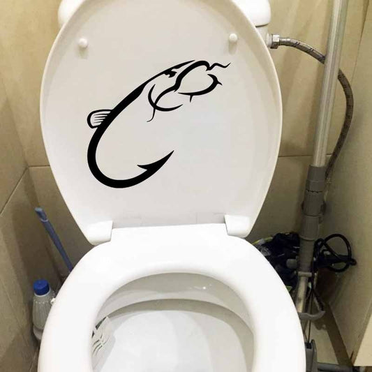 23.8X21.2CM Catfish Hook Fishing Home Decor Wall Sticker Toilet   Decal T5-0306