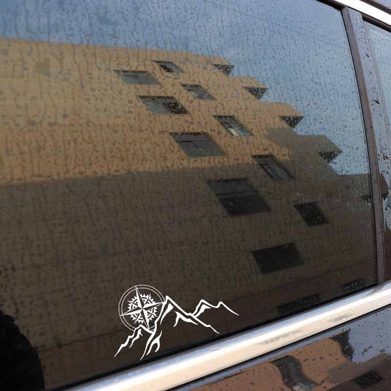 New Brand 15.8CM*8.8CM Compass Mountains Car Sticker Personality Vinyl Decal Black Silver C10-01150