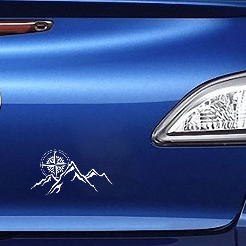 New Brand 15.8CM*8.8CM Compass Mountains Car Sticker Personality Vinyl Decal Black Silver C10-01150