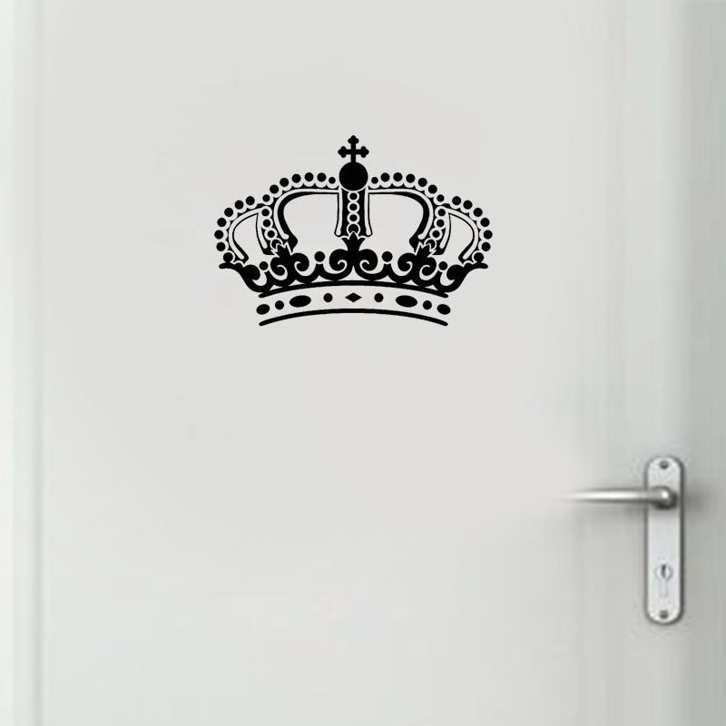 25*17.2CM CROWN Princess Art Wall Stickers Mural Room Door Decals Black D1-0291