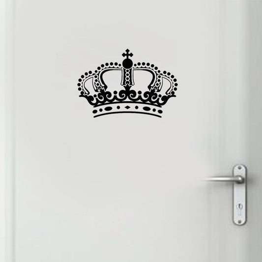 25*17.2CM CROWN Princess Art Wall Stickers Mural Room Door Decals Black D1-0291