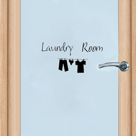 Laundry Room Quote With Cloth Vinyl Door Sticker Cute Home Decoration Accessories Wall Sticker A2236