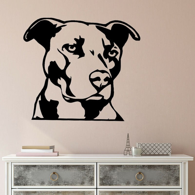 2020 NEW 55CM*48.4CM Funny Pitbull Dog For Bedroom Wall Sticker PVC Decal Decoration W3-471