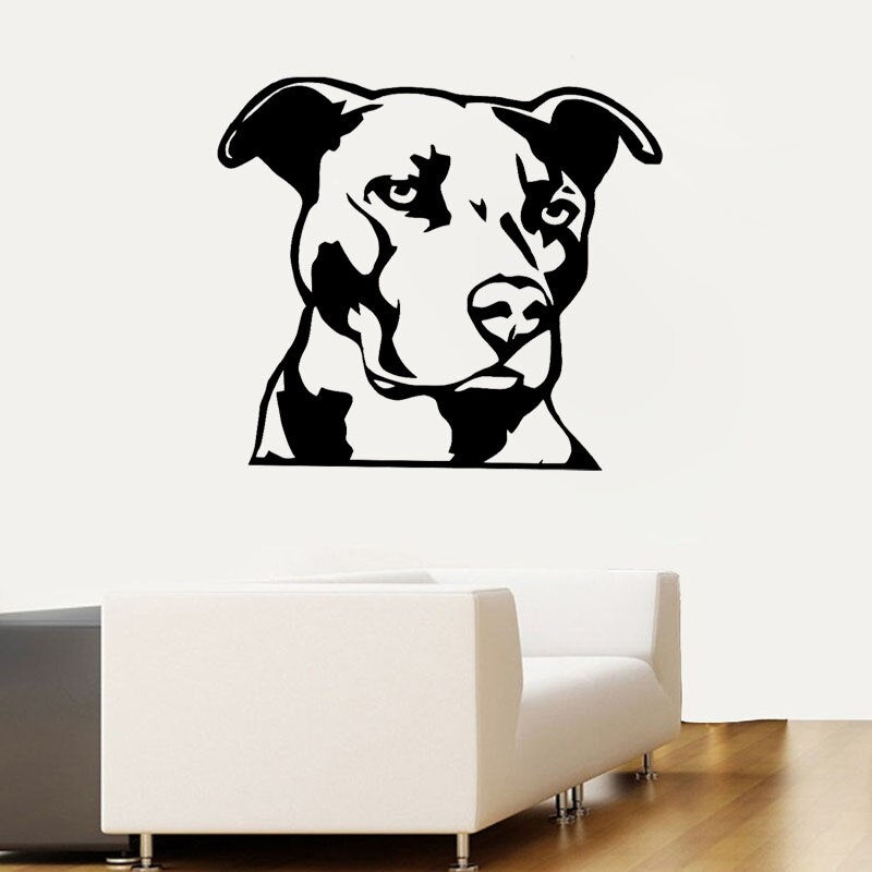 2020 NEW 55CM*48.4CM Funny Pitbull Dog For Bedroom Wall Sticker PVC Decal Decoration W3-471