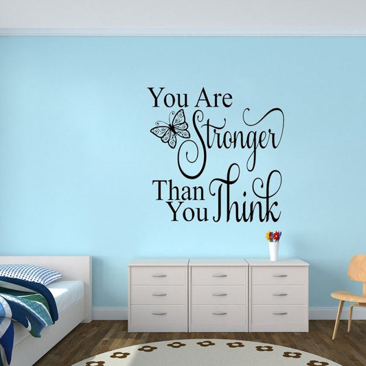 Hot 56CM*55.6CM You Are Stronger Than You Think Inspirational Quote Decal  PVC Wall Sticker Decor  W1-455