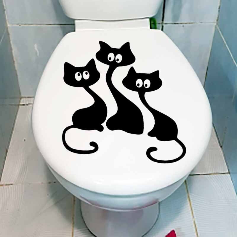 24.4X24.1CM Fun Cat Home Living Bedroom Wall Decal WC Toilet Sticker T5-0049