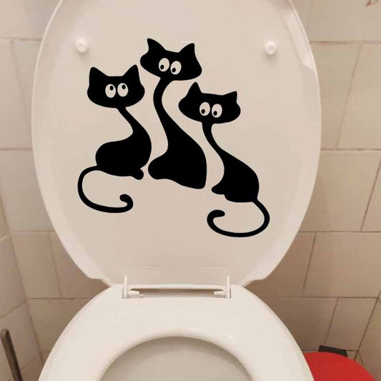 24.4X24.1CM Fun Cat Home Living Bedroom Wall Decal WC Toilet Sticker T5-0049