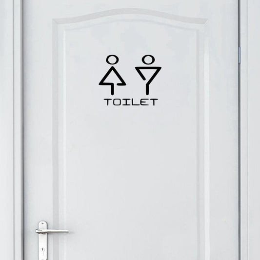 22*17.7CM Funny Toilet Sign Man Woman Door Decal Wall Sticker Black Graphical Accessories A40465