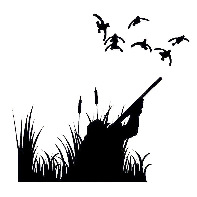 Hot 16cm*15.3cm Hunting Duck Outdoors Vinyl Decal Accessories Interesting Car-styling Car Sticker Black Silver S6-2717