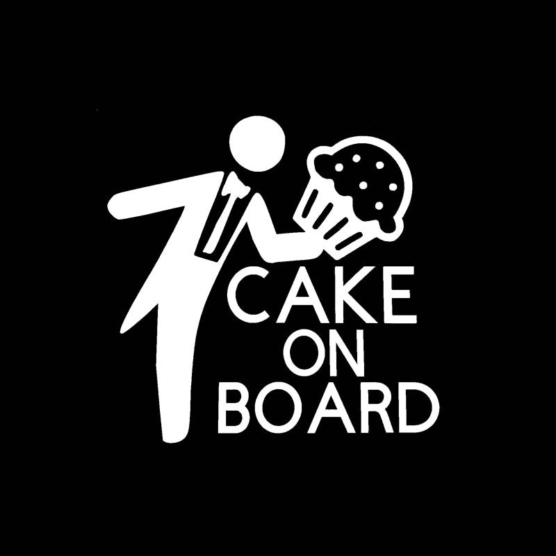 New Fashion 17.8CM*17.5CM CAKE ON BOARD CAR VINYL DECAL FUNNY STICKER Black/Silver C10-00772