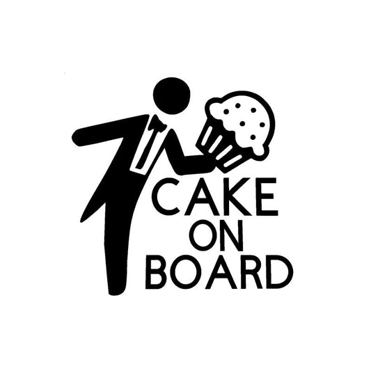 New Fashion 17.8CM*17.5CM CAKE ON BOARD CAR VINYL DECAL FUNNY STICKER Black/Silver C10-00772