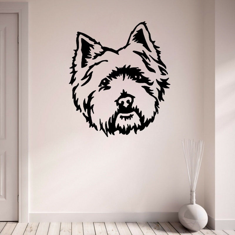 New Fashion 52.2CM*60CM Funny Animal Dog Head High Quality Decals Wall Sticker PVC Decoration W3-126