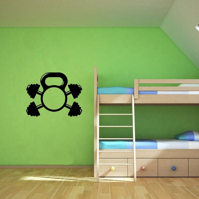 New Hot 51CM*39.8CM  Fitness Dumbbell Fitness Decor PVC Wall Sticker Sitting Room The Bedroom W2-658