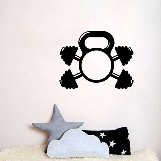 New Hot 51CM*39.8CM  Fitness Dumbbell Fitness Decor PVC Wall Sticker Sitting Room The Bedroom W2-658