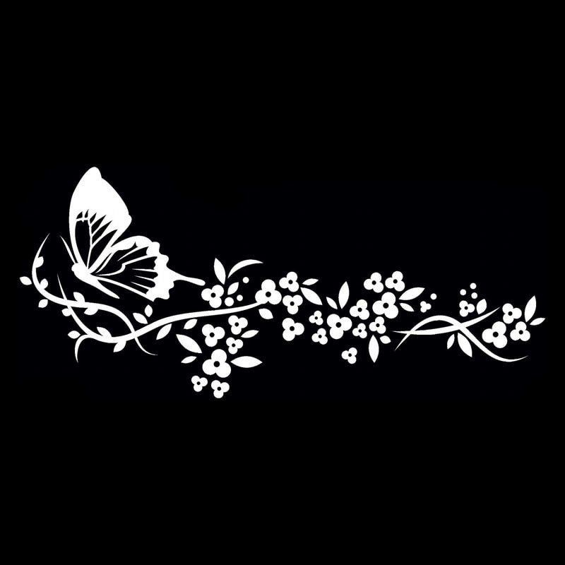 New Hot 29.2*12.9CM Flying Butterfly Decals Beautiful Pattern Car Sticker Cool Car Door Accessories Black/Silver C9-1637