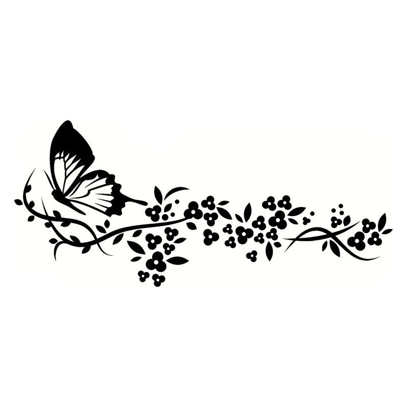New Hot 29.2*12.9CM Flying Butterfly Decals Beautiful Pattern Car Sticker Cool Car Door Accessories Black/Silver C9-1637
