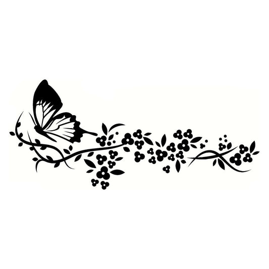 New Hot 29.2*12.9CM Flying Butterfly Decals Beautiful Pattern Car Sticker Cool Car Door Accessories Black/Silver C9-1637