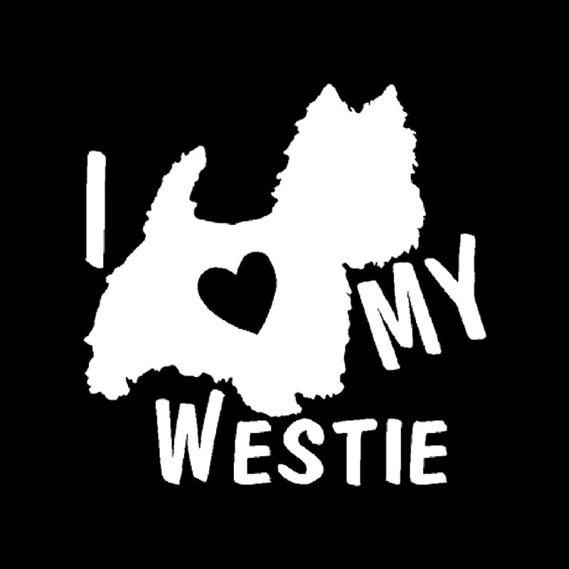 2020 NEW 14CM*13.8CM I LOVE MY WESTIE Terrier Dogs Vinyl Car Decals Stickers Black/Silver C10-00298