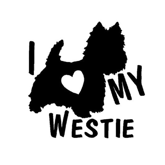 2020 NEW 14CM*13.8CM I LOVE MY WESTIE Terrier Dogs Vinyl Car Decals Stickers Black/Silver C10-00298