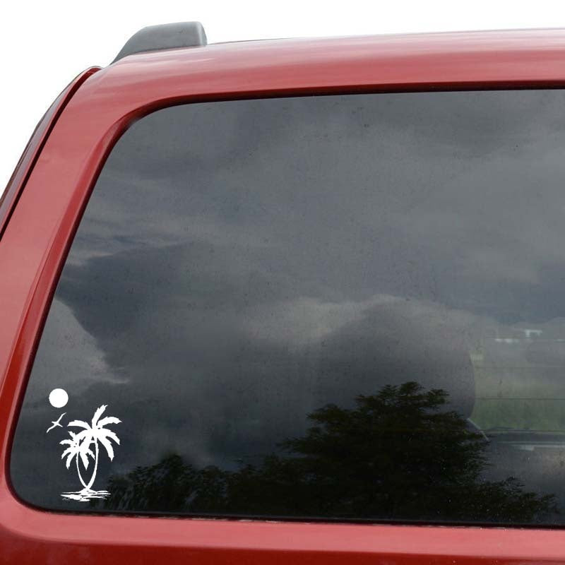 New Brand 9.8CM*14.6CM Interesting Sun Palm Tree Beach Original Delicate Nice Vinyl Decal Car Sticker Black/Silver C19-1553