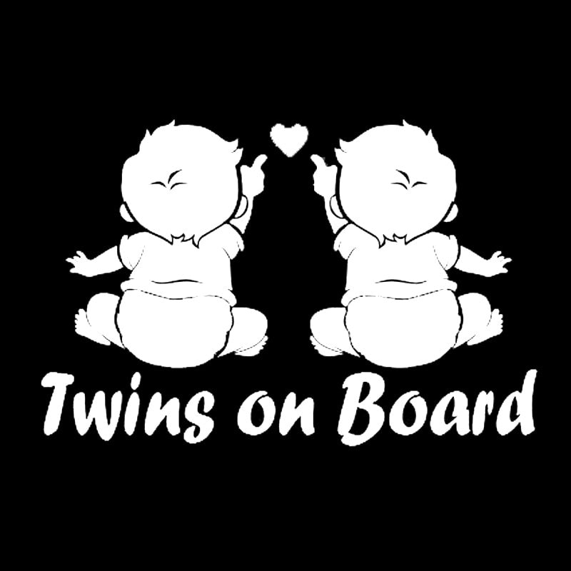 Fashion 19.1CM*12.5CM Twins On Board Super Lovable Waterproofing Vinyl Sticker Decal Car Black/Silver C10-00114