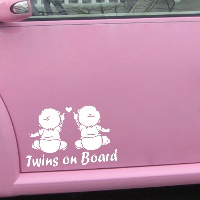 Fashion 19.1CM*12.5CM Twins On Board Super Lovable Waterproofing Vinyl Sticker Decal Car Black/Silver C10-00114