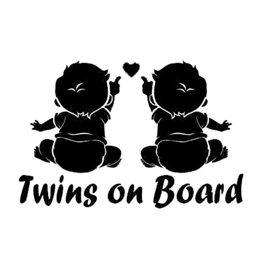 Fashion 19.1CM*12.5CM Twins On Board Super Lovable Waterproofing Vinyl Sticker Decal Car Black/Silver C10-00114