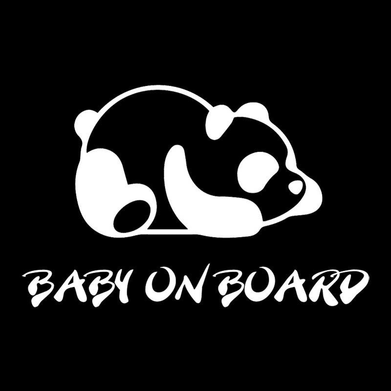 Hot 16.7X10.8CM Tired Panda Funny Vinyl Decals BABY ON BOARD Animal Warning Car Sticker C25-0329