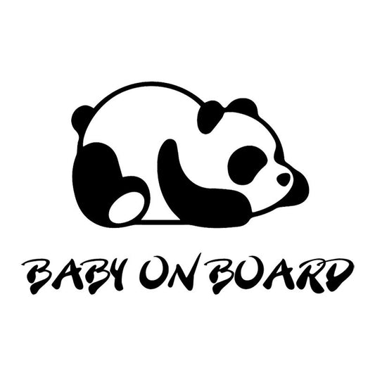 Hot 16.7X10.8CM Tired Panda Funny Vinyl Decals BABY ON BOARD Animal Warning Car Sticker C25-0329