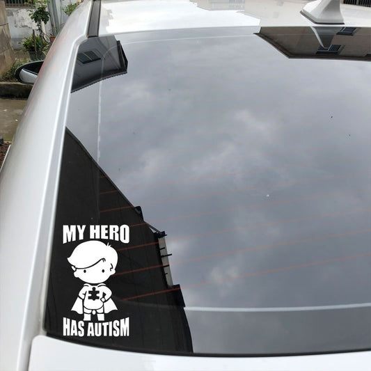New Fashion 9.9CM*16.7CM MY HERO HAS AUTISM Vinyl Decal Car Sticker Creative Cartoon Decor Black/Silver C31-0416