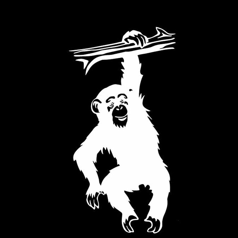 2020 NEW 8.9CM*16.8CM Monkeys Hanging From Branches Decor Car Sticker Car Door Vinyl Decal Black/Silver C4-1873
