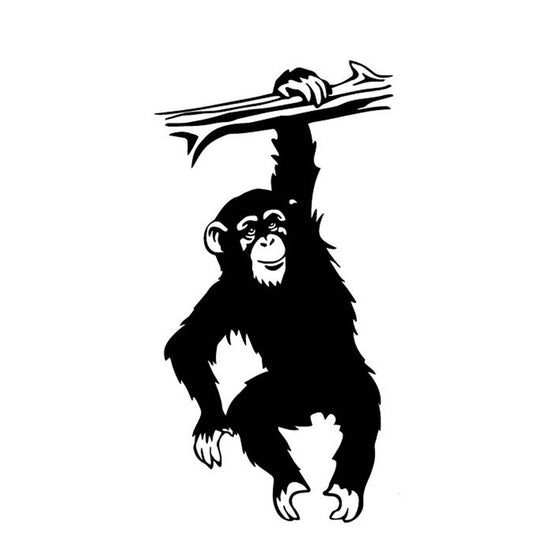 2020 NEW 8.9CM*16.8CM Monkeys Hanging From Branches Decor Car Sticker Car Door Vinyl Decal Black/Silver C4-1873