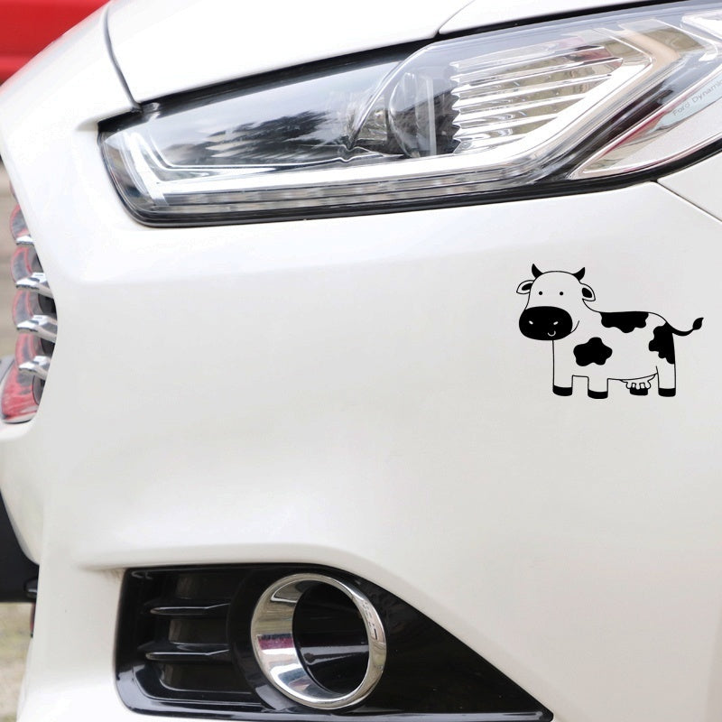 Hot 15.4CM*11.1CM Cow Pattern Car Sticker Car Trunk Accessories Decor Vinyl Decal Black/Silver C4-2630