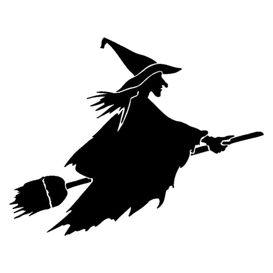 18.1cm*14.3cm Witch On Flying Broom Funny Vinyl Car Sticker Black/Silver S3-5627