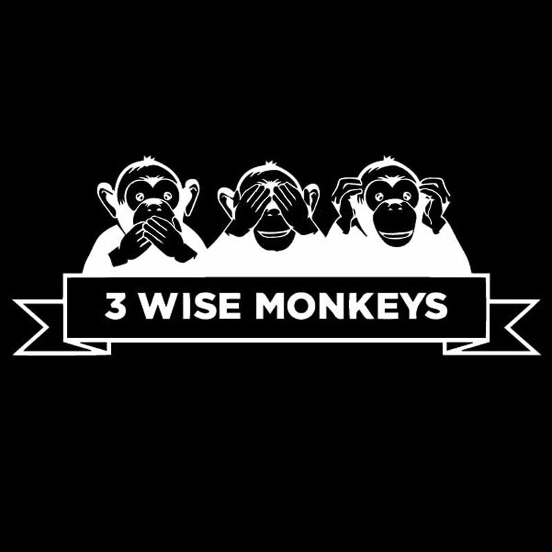 New Hot 17.6CM*6.7CM 3 WISE MONKEYS Vinyl Decal Creative Decoration Body Of Car Car Sticker Black/Silver C4-1872