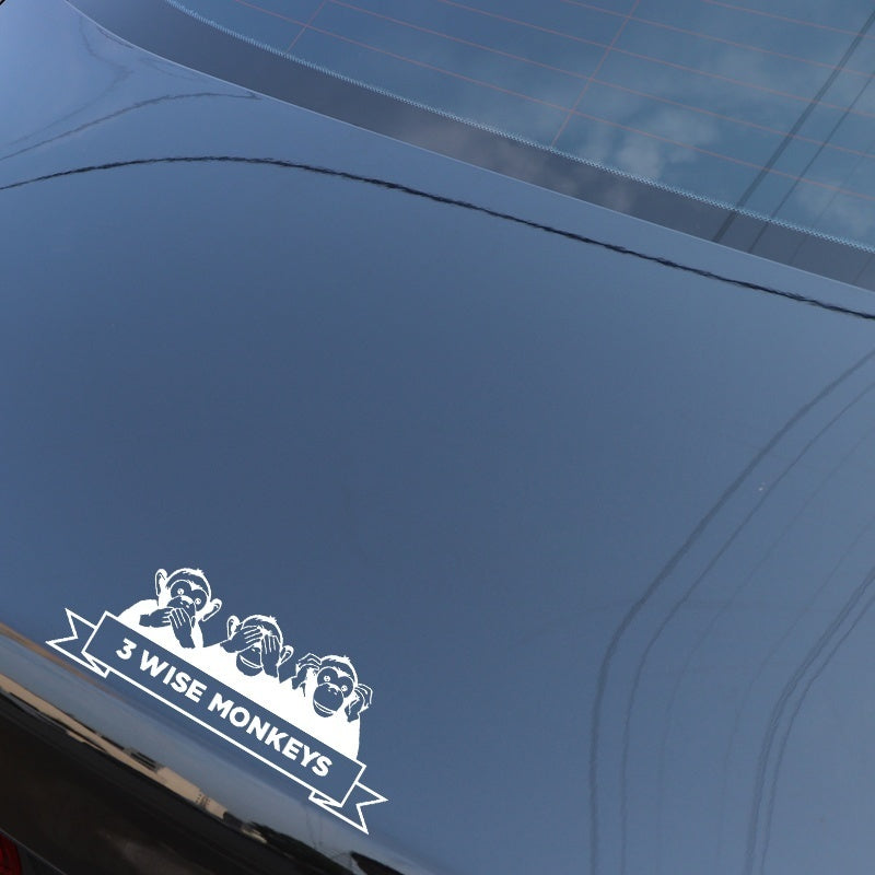 New Hot 17.6CM*6.7CM 3 WISE MONKEYS Vinyl Decal Creative Decoration Body Of Car Car Sticker Black/Silver C4-1872
