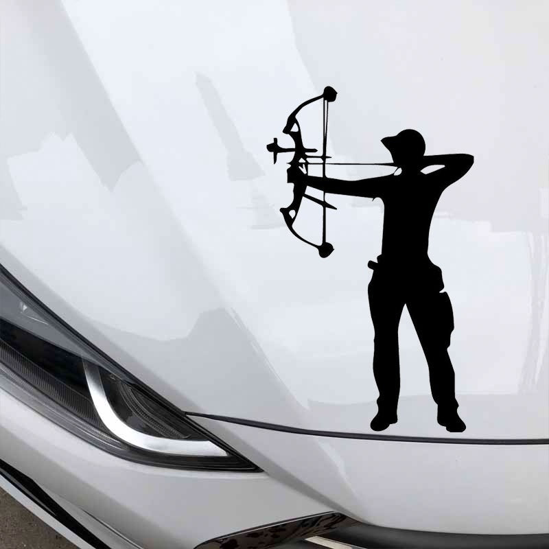 Hot 10.9CM*18.2CM Crossbow Archer Archery Vinyl Decal Car Trunk Decor Accessories Car Sticker Black/Silver C31-0294