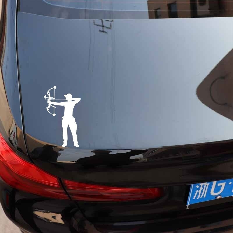 Hot 10.9CM*18.2CM Crossbow Archer Archery Vinyl Decal Car Trunk Decor Accessories Car Sticker Black/Silver C31-0294