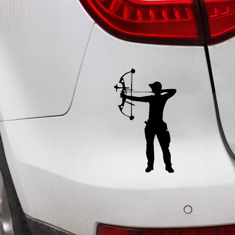 Hot 10.9CM*18.2CM Crossbow Archer Archery Vinyl Decal Car Trunk Decor Accessories Car Sticker Black/Silver C31-0294