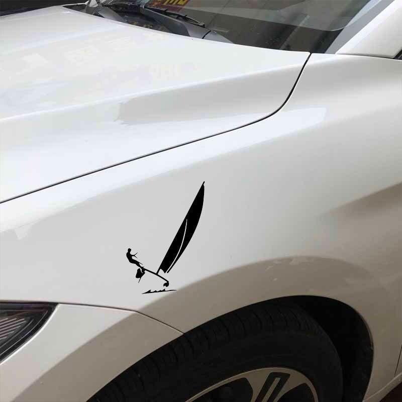New Brand 11.9CM*17.61CM Catamaran Hobie Cat Sailing Ocean Car Sticker Decor Car Styling Vinyl Decal Black/Silver C31-0332