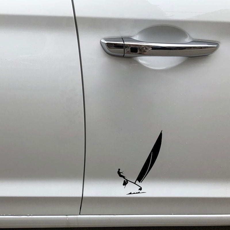 New Brand 11.9CM*17.61CM Catamaran Hobie Cat Sailing Ocean Car Sticker Decor Car Styling Vinyl Decal Black/Silver C31-0332
