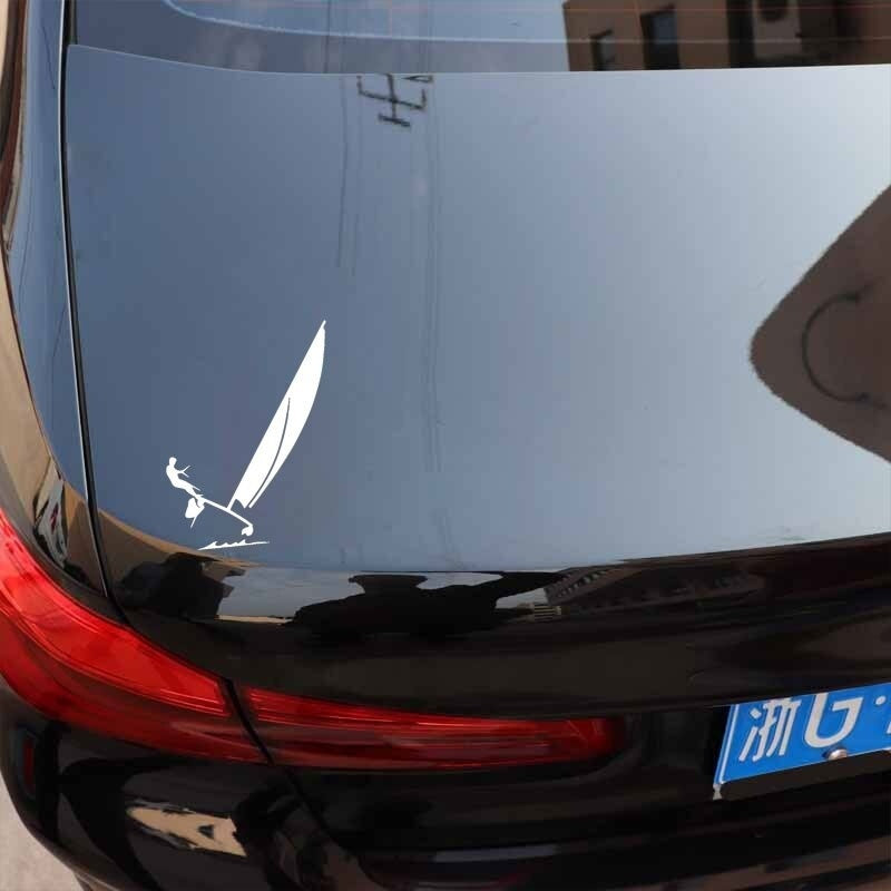 New Brand 11.9CM*17.61CM Catamaran Hobie Cat Sailing Ocean Car Sticker Decor Car Styling Vinyl Decal Black/Silver C31-0332