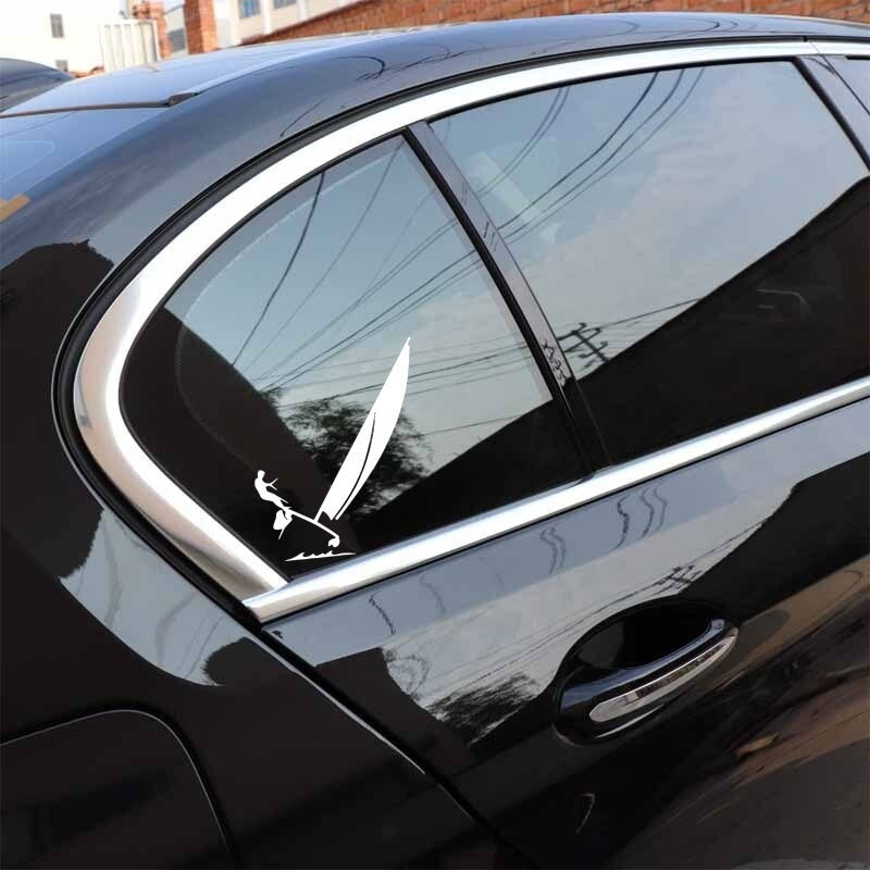 New Brand 11.9CM*17.61CM Catamaran Hobie Cat Sailing Ocean Car Sticker Decor Car Styling Vinyl Decal Black/Silver C31-0332
