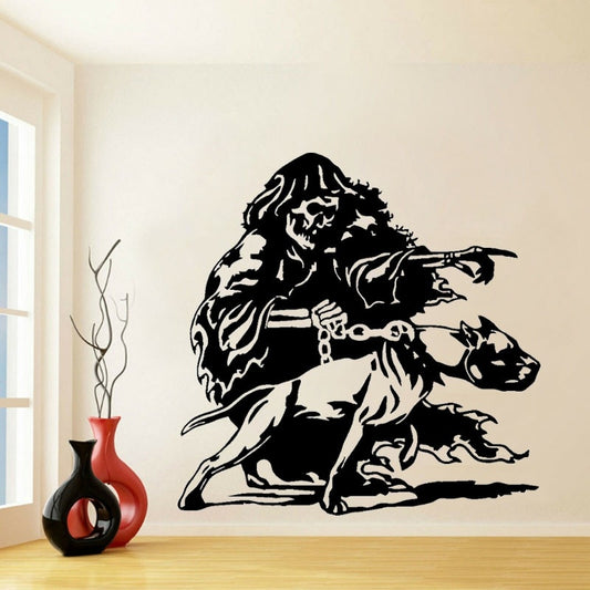 Hot 60CM*60CM Personalized Pitbull Dog Chain Skull Wall Sticker Decal PVC Room The Bedroom