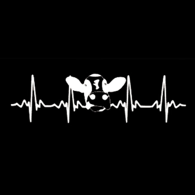 New Brand 20cm*5.6cm Cow Ekg Heartbeat  Vinyl Car-styling Decal Car Stickers S6-3448