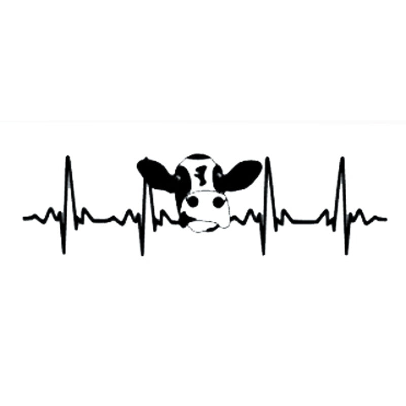 New Brand 20cm*5.6cm Cow Ekg Heartbeat  Vinyl Car-styling Decal Car Stickers S6-3448