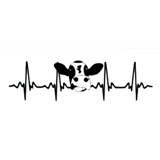 New Brand 20cm*5.6cm Cow Ekg Heartbeat  Vinyl Car-styling Decal Car Stickers S6-3448