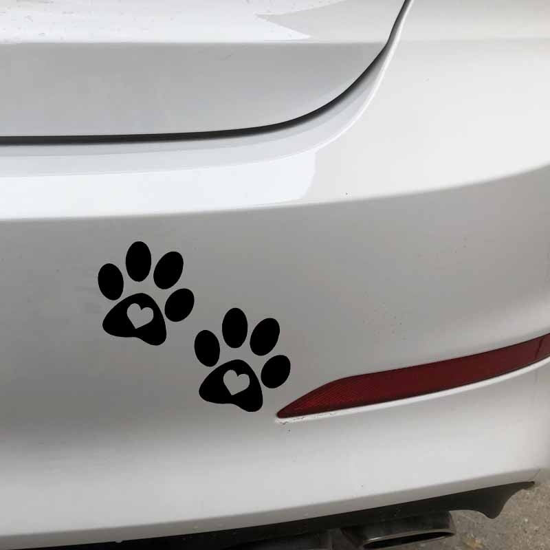 2020 NEW 14.7X11.3CM Paw Print Car Stickers Heart Dog Cat Pet Puppy Vinyl Decal Window Decor Black/Silver C24-1479