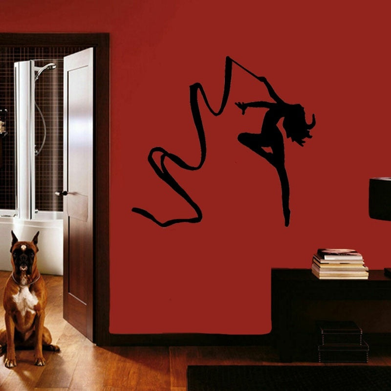 2020 NEW 44CM*41.1CM Beautiful Girls Gymnastics Wall Stickers Children Room PVC Home Kitchen And Gym Decoration W2-483